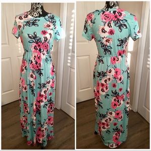 mint green floral maxi dress